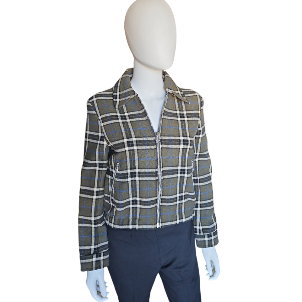 ALEXA CHUNG | Plaid Twill Jacket in Size US 2